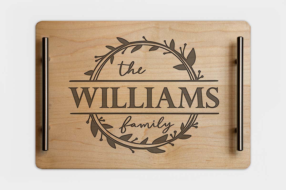 personalised serving tray, maple wood charcuterie board