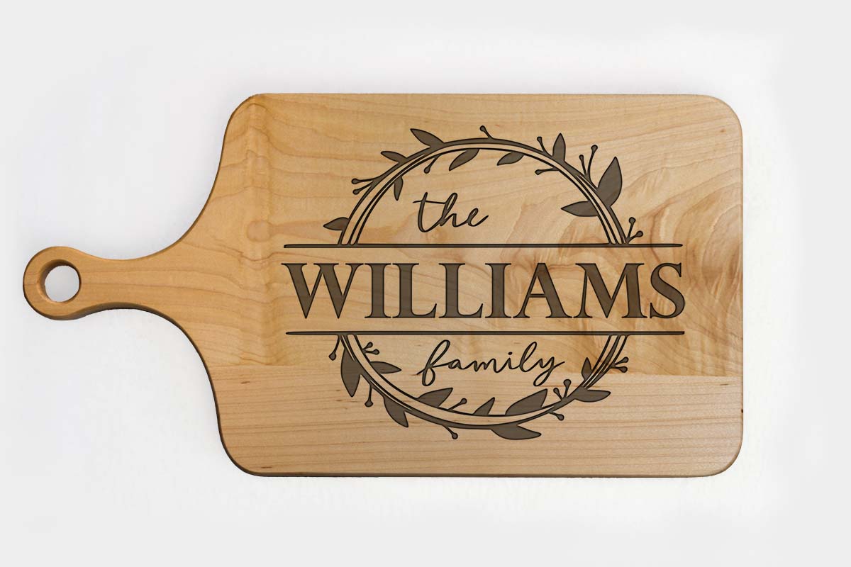 personalized wood cutting board paddle