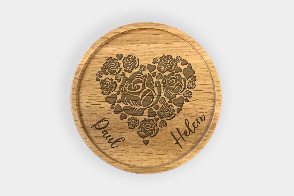 Personalized Oak Drink Coaster