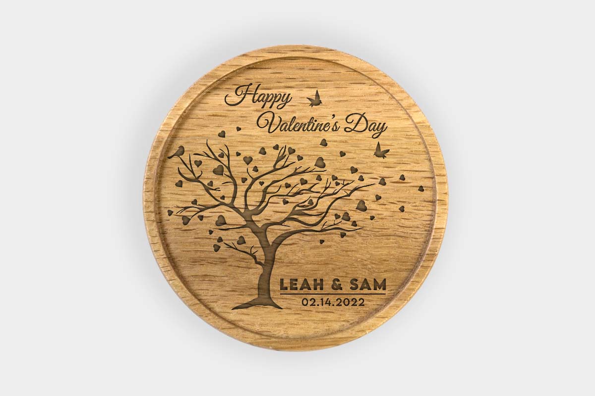 Personalized Oak Drink Coaster