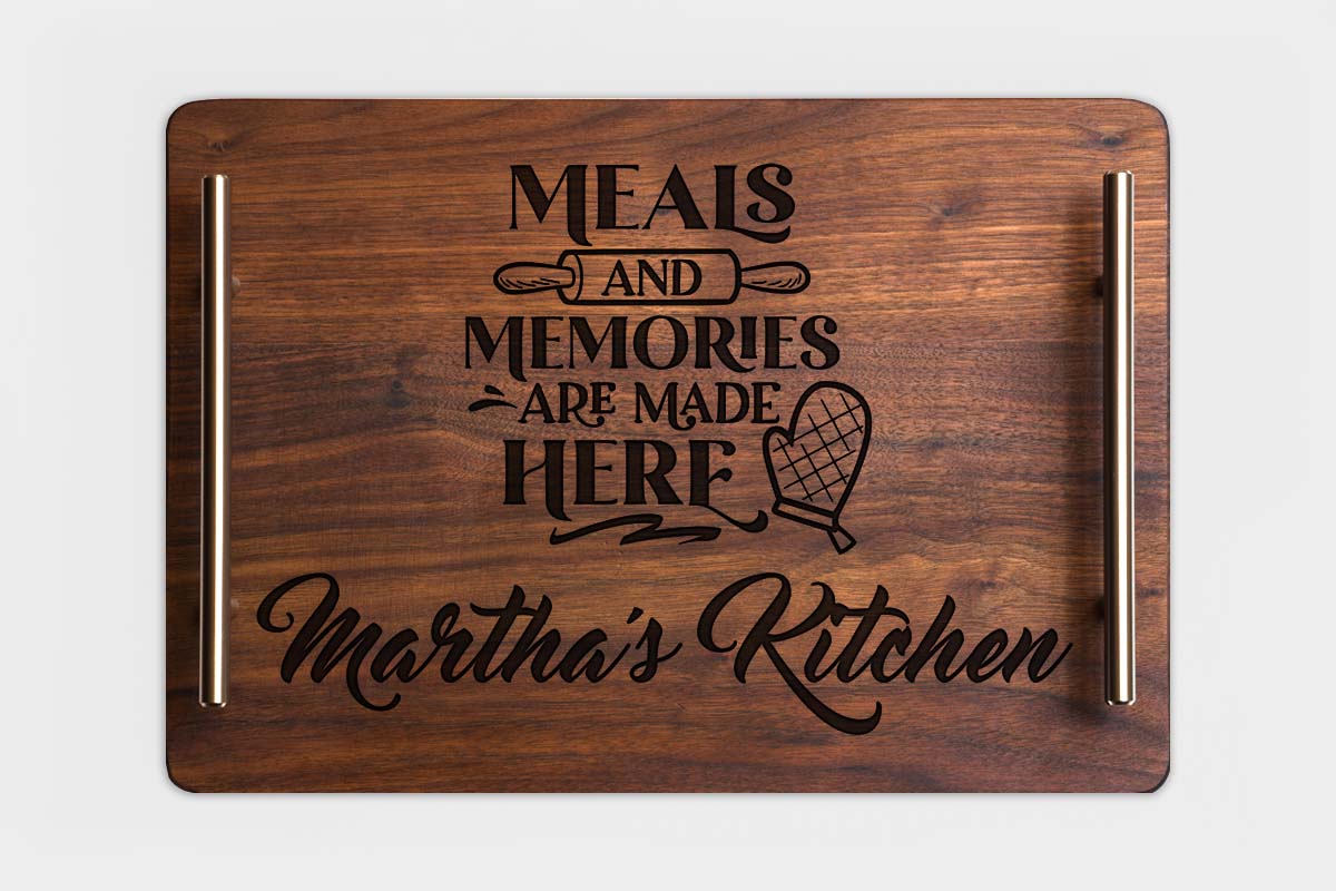 personalized serving tray with handles