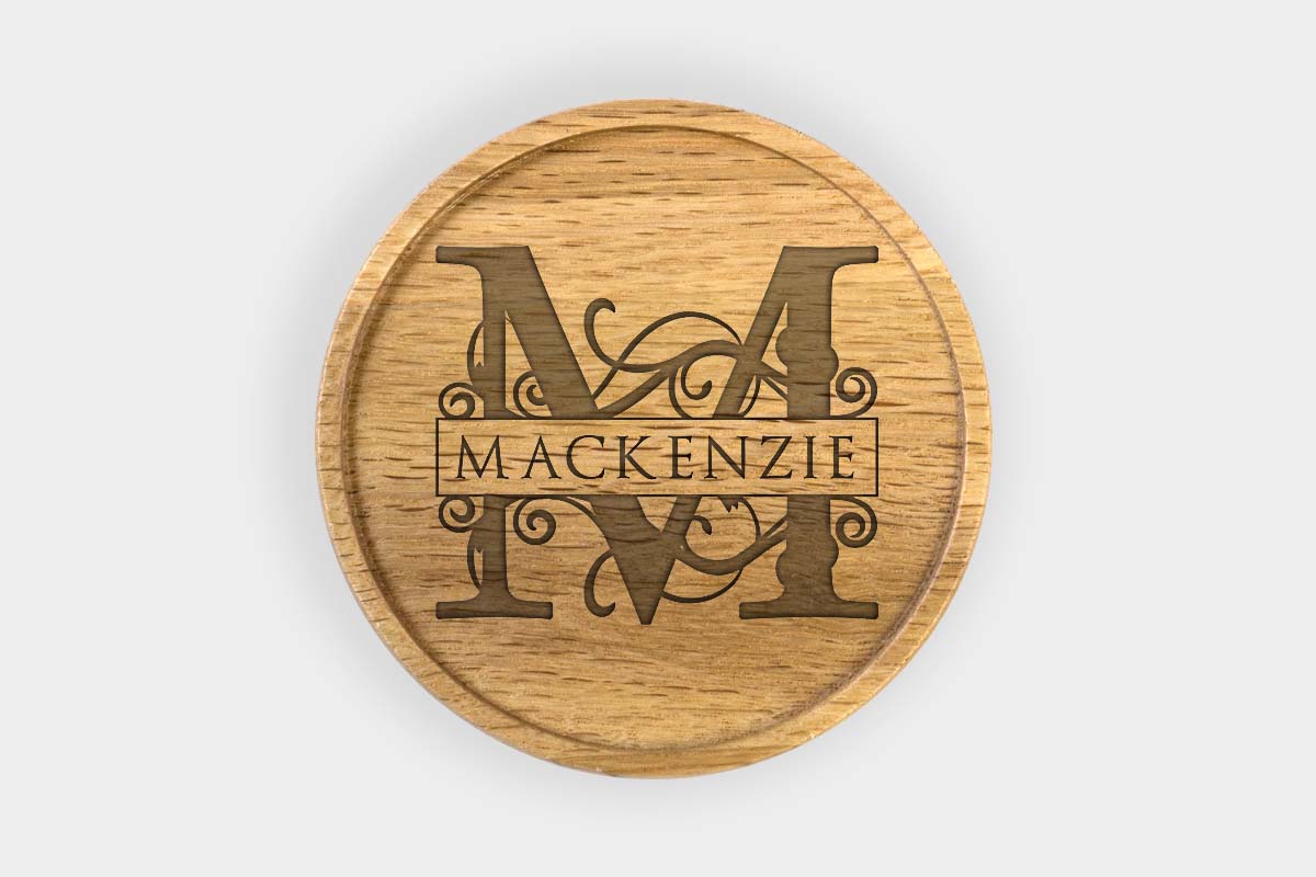 Personalized Oak Drink Coaster