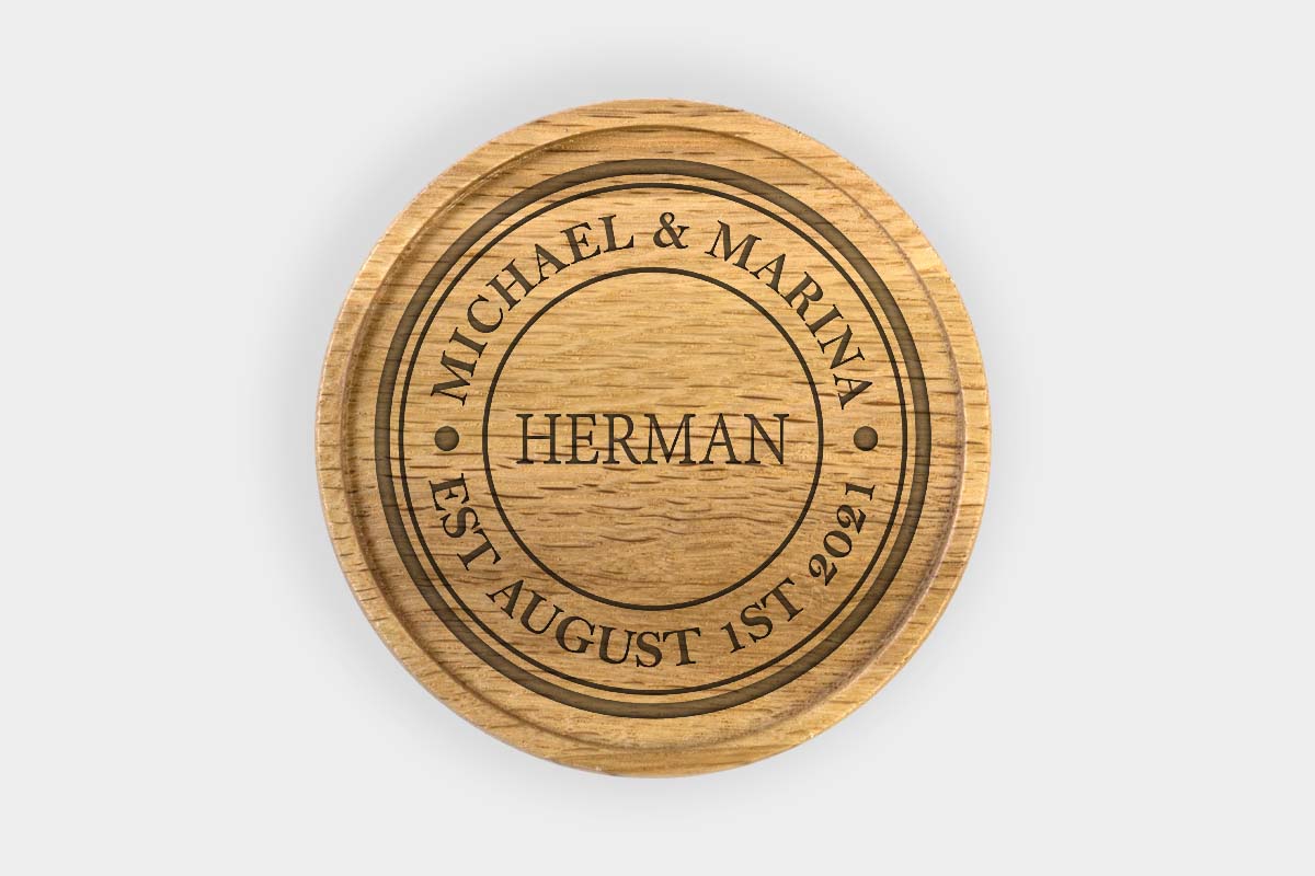 Personalized Oak Drink Coaster