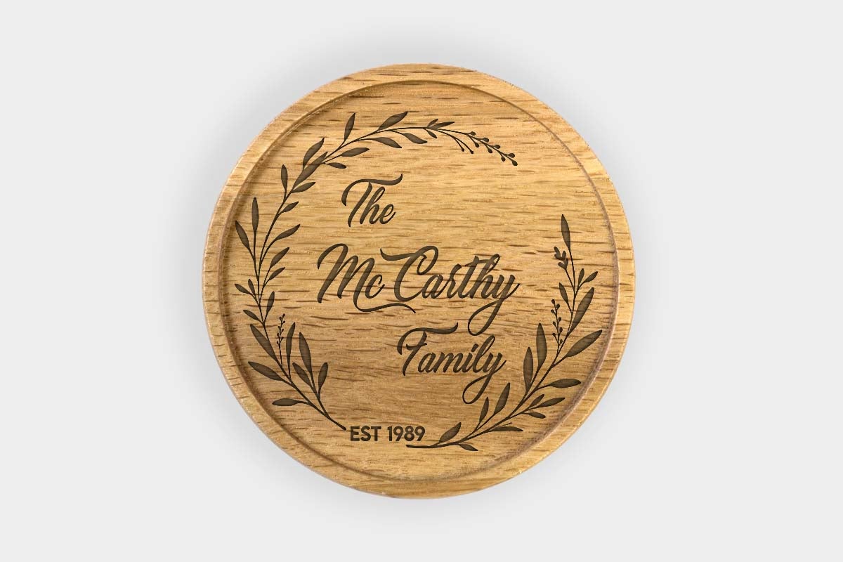 Personalized Oak Drink Coaster