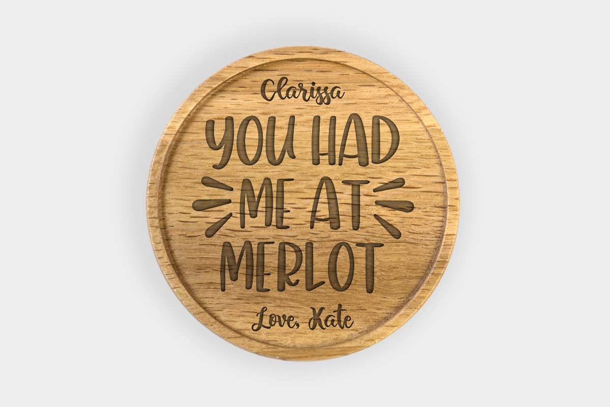 Personalized Oak Drink Coaster