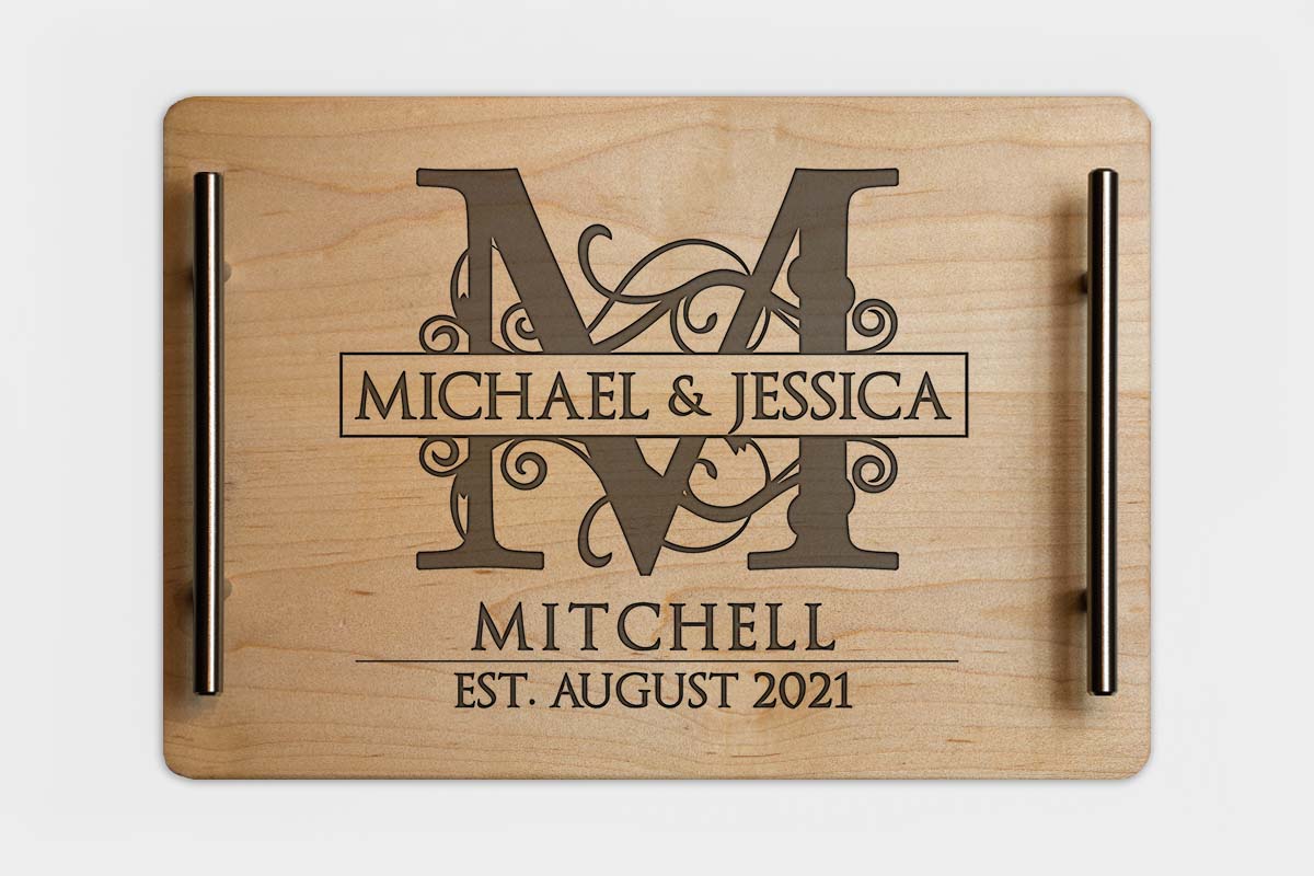 monogrammed serving trays, custom engraved