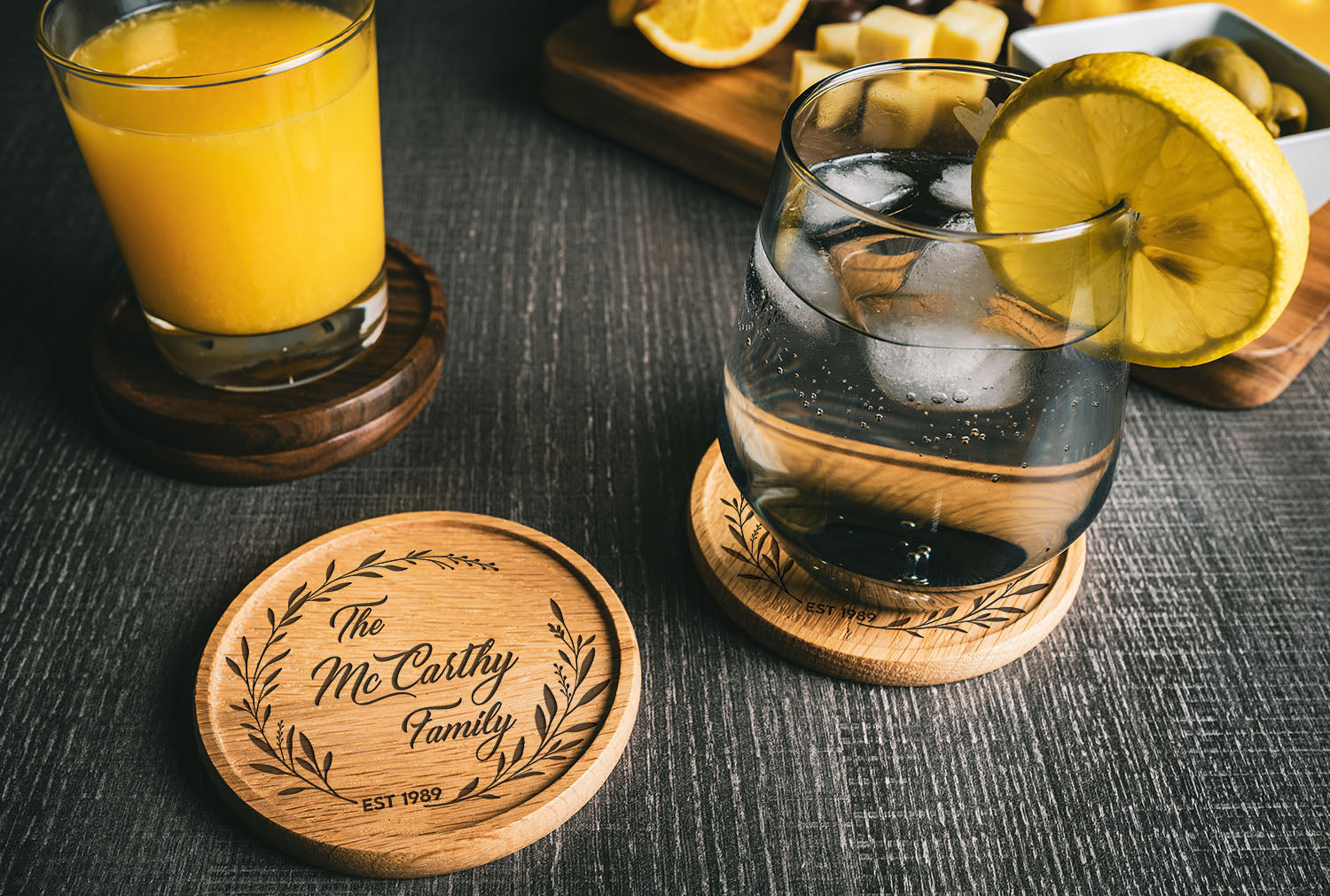 Personalized Oak Drink Coaster