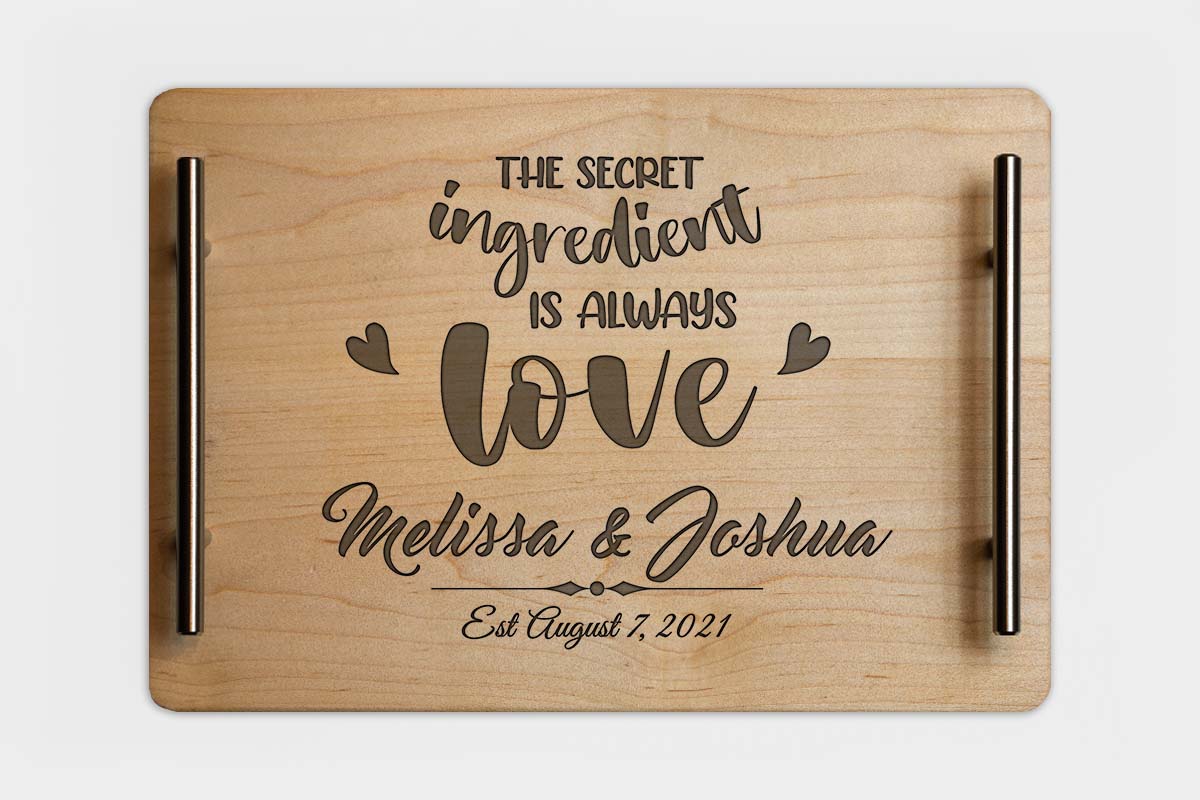 personalized serving tray with handles