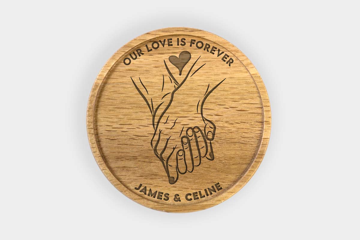 Personalized Oak Drink Coaster