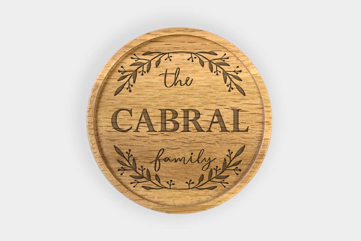 Personalized Oak Drink Coaster