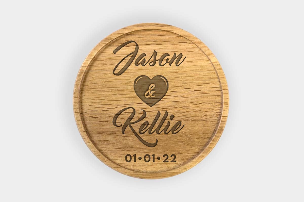 Personalized Oak Drink Coaster