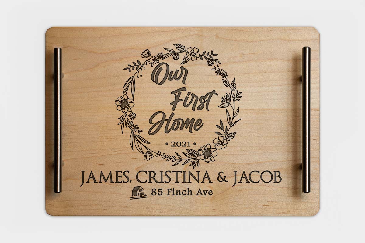 personalized charcuterie board with handles